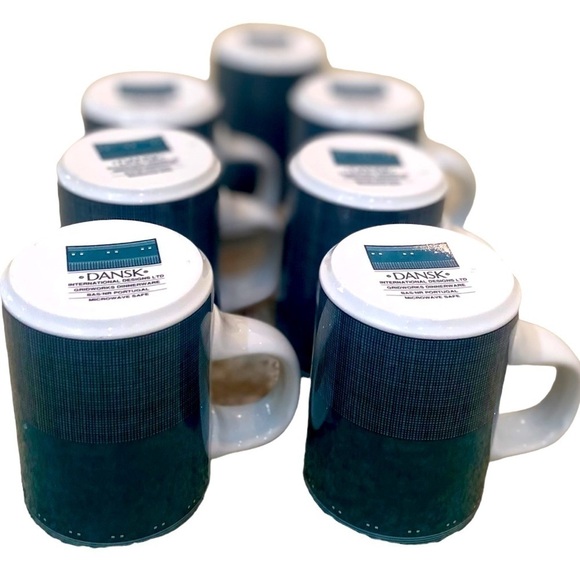 Vintage 1990’s Dansk gridworks teal mugs set of 7 microwave safe 10oz 4 in - Picture 8 of 9